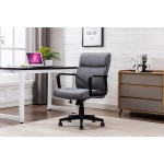Home Office Chair Ergonomic Desk Executive Chair Computer Task Gaming Chair Inner Spring Cushion Rolling Swivel Adjustable Lumbar Support Mid Back Fabric Chair with PP Arms Grey