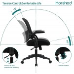 Horshod Ponyo Office Chair Ergonomic Desk Chair Breathable Mesh Computer Chair with Flip up Armrests Adjustable Mid Back Swivel Task Chair for Home Office and Conference Room Black