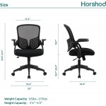 Horshod Ponyo Office Chair Ergonomic Desk Chair Breathable Mesh Computer Chair with Flip up Armrests Adjustable Mid Back Swivel Task Chair for Home Office and Conference Room Black