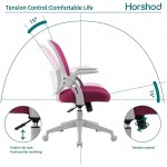 Horshod Ponyo Office Chair Ergonomic Desk Chair Breathable Mesh Computer Chair with Flip up Armrests Adjustable Mid Back Swivel Task Chair for Home Office and Conference Room Fuchsia
