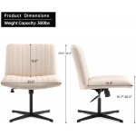 LEAGOO Fabric Padded Armless Home Office Desk Chair 120° Rocking Mid Back Ergonomic Chair Computer Task Chair Swivel Vanity Chair with No Wheels