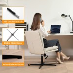 LEAGOO Mid Back Home Office Desk Chair No Wheels PU Padded Ergonomic Comfortable Computer Chair Adjustable and Reclining Task Chair Rolling Swivel Chair No Arms