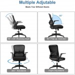 Lucklife Office Chair with Lumbar Support and Flip Up Arms Comfortable Mid Back PC Swivel Mesh Office ChairBlack
