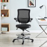 Modway Edge Drafting Chair Reception Desk Chair Flip-Up Arm Drafting Chair in Black