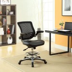 Modway Edge Drafting Chair Reception Desk Chair Flip-Up Arm Drafting Chair in Black