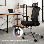 Molblly Office Chair Ergonomic Mesh Home Office Computer Chairs High-Back Swivel Executive Chair Adjustable Arm Rests & Soft Foam Seat Cushion，Adjustable Lifting Headrest with Hanger- Reclines，Black