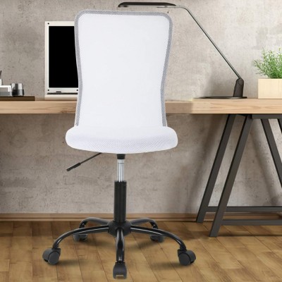 Office Chair Desk Chair Computer Chair with Lumbar Support Ergonomic Mid Back Mesh Adjustable Height Swivel Chair Armless Modern Task Executive Chair for Women Men Adult,White