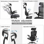 Office Chair Ergonomic Desk Chair Leather Cushion Mesh High Back with Lumbar Support Computer Chair Adjustable Flip Up Arms Home Office Desk Chair