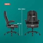 Office Chair Ergonomic Desk Chair PU Leather Computer Chair with Lumbar Support Flip up Armrest Task Chair Rolling Swivel Executive ChairBlack