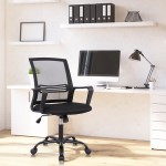 Office Chair Ergonomic Office Chair Lumbar Support Home Office Desk Chair Computer Chair Mesh Swivel Chair Task Chair Study Chair Mid Back Office Chair with Wheels and arms Adjustable Height Black