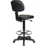 Office Star Sculptured Vinyl Seat and Back Pneumatic Drafting Chair with Adjustable Chrome Foot ring Black