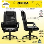 OFIKA Home Office Chair Heavy Duty Design Ergonomic High Back Cushion Lumbar Back Support Computer Desk Chair Big and Tall Chair Adjustable Executive Leather Chair with Armrest Black