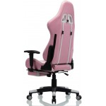 OHAHO Gaming Chair Racing Style Office Chair Adjustable Massage Lumbar Cushion Swivel Rocker Recliner Leather High Back Ergonomic Computer Desk Chair with Retractable Arms and Footrest Pink White