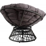 OSP Home Furnishings Wicker Papasan Chair with 360-Degree Swivel 40” W x 36” D x 35.25” H Grey Frame with Grey Cushion
