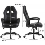 PC Gaming Chair Massage Office Chair Ergonomic Desk Chair Adjustable PU Leather Racing Chair with Lumbar Support Headrest Armrest Task Rolling Swivel Computer Chair for Women AdultsBlack