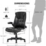 SEATZONE Ergonomic Office Chair High Back PU Leather Comfortable Desk Chair with Flip-up Armrests Computer Chair for Adults Black