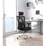 SIHOO Ergonomic Office Chair Computer Desk Chair with Adjustable Sponge lumbar Support Comfortable Thick Cushion High Back Desk Chair with Adjustable Headrest and PU ArmrestsBlack