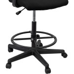 Stand Up Desk Store Sit to Stand Drafting Task Stool Chair for Standing Desks with Adjustable Footrest and Armrests Black