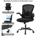Sytas Office Chair Ergonomic Home Office Desk Chair Comfortable Mesh Computer Task Chair with 90°Flip-up Arms Lumbar Support and Height Adjustable Black