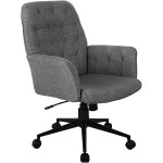 Techni Mobili Executive Modern Upholstered Tufted Office Chair with Arms Regular Grey