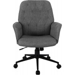 Techni Mobili Executive Modern Upholstered Tufted Office Chair with Arms Regular Grey