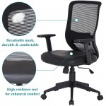 VECELO Office Computer Desk Chair with PU Padded Seat Cushion Adjustable Armrest Ergonomic Lumbar Support for Task Work Black