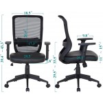 VECELO Office Computer Desk Chair with PU Padded Seat Cushion Adjustable Armrest Ergonomic Lumbar Support for Task Work Black