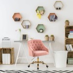 Velvet Fabric Pink Desk Chair for Home Office | Swivel Task Chair | Modern Design | Chairs for Bedroom Desk | Girls | for Women | Pink |