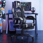 VON RACER Massage Gaming Chair with Footrest Racing Computer Desk Office Chair High-Back Swivel Recliner Chair with Linked Aremrest and Flexiable Lumbar Support Grey