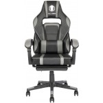 VON RACER Massage Gaming Chair with Footrest Racing Computer Desk Office Chair High-Back Swivel Recliner Chair with Linked Aremrest and Flexiable Lumbar Support Grey