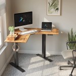 BANTI Dual Motor L-Shaped Electric Standing Desk 48 Inches Adjustable Height Stand Up Desk Sit Stand Home Office Desk with Rustic Brown Top Black Frame