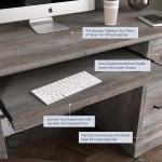 BELLEZE Modern 62 Inch Executive Home Office Computer Desk Table with Two Storage Drawers Two File Drawers Slideout Keyboard and Mouse Shelf Rhudi Gray Wash