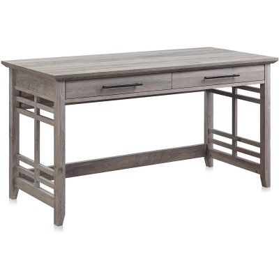 BELLEZE Modern Simple Home Office Computer Laptop Writing Desk Wood Study Table Workstation with Drawers Norrell Gray Wash