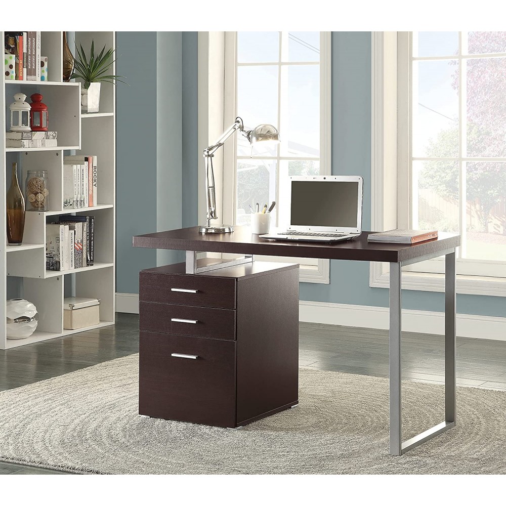 COASTER Home Furniture Brennan 3-Drawer Reversible set up Office Desk | Capuccino