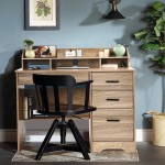 Computer Desk with Drawers Executive Desk Home Office Desk Writing Table Wood Student Desk with File Drawer for Bedroom Small Spaces Farmhouse Grey Wash