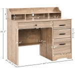 Computer Desk with Drawers Executive Desk Home Office Desk Writing Table Wood Student Desk with File Drawer for Bedroom Small Spaces Farmhouse Grey Wash