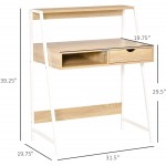 HOMCOM Home Office Desk Computer Desk for Small Spaces Writing Table with Drawer and Storage Shelves Natural
