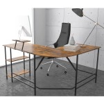 L-Shaped Home Office Desk with Removable Monitor Stand and Storage Shelf 59'' Large Space Computer Corner Desk Morden and Simple PC Workstation Rustic Brown