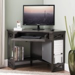 Leick Home Riley Holliday Computer Desk with Dropfront Keyboard Drawer FURNITURE Smoke Gray