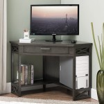 Leick Home Riley Holliday Computer Desk with Dropfront Keyboard Drawer FURNITURE Smoke Gray
