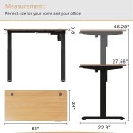 Meilocar Height Adjustable Electric Standing Desk Sit Stand Computer Desk w Memory Controller Home Office Workstation Stand up Desk with Splice Board 55" x 24" Tabletop Walnut Top + Black Frame