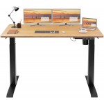 Meilocar Height Adjustable Electric Standing Desk Sit Stand Computer Desk w Memory Controller Home Office Workstation Stand up Desk with Splice Board 55" x 24" Tabletop Walnut Top + Black Frame