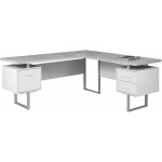 Monarch Specialties Computer 70"L Desk Left or Right Facing White Cement-Look