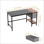 Office Desk Computer Desk with Drawers 47" Study Writing Desks for Home with Storage Shelves Desks & Workstations for Home Office Bedroom