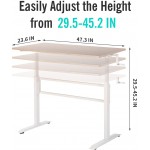 UNICOO Crank Adjustable Height Standing Desk Adjustable Sit to Stand up Desk,Home Office Computer Table Portable Writing Desk Study Table Light Maple Top White Legs- SYK01