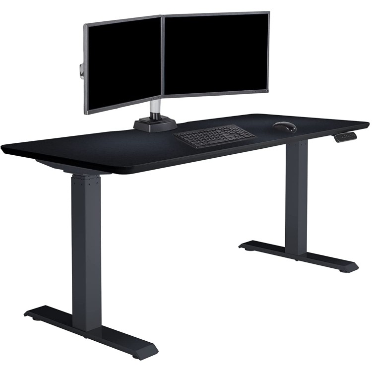 Vari Electric Standing Desk 60" x 24" Dual Motor Sit to Stand Desk Push Button Memory Settings Solid Top with Height Adjustable Steel Legs Work or Home Office Desk Black