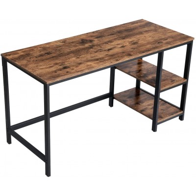 VASAGLE ALINRU Computer Desk 55.1-Inch Long Home Office Desk for Study Writing Desk with 2 Shelves on Left or Right Steel Frame Industrial Rustic Brown and Black ULWD55X