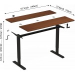 Win Up Time Height Adjustable Standing Desk- Adjustable Computer Desk Sit Stand Desk Frame & Top Manual Stand Up Desk Great for Office & Home Use 55 x 28 Inches Teak