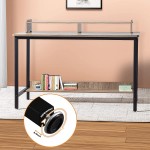 WOODYNLUX Computer Desk for Home-Office with Storage-Shelves Modern Simple Style Metal Frame Laptop Notebook PC Study Writing Student Makeup Table Desk with Monitor Stand Footrest Easy to Assemble