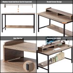 WOODYNLUX Computer Desk for Home-Office with Storage-Shelves Modern Simple Style Metal Frame Laptop Notebook PC Study Writing Student Makeup Table Desk with Monitor Stand Footrest Easy to Assemble
